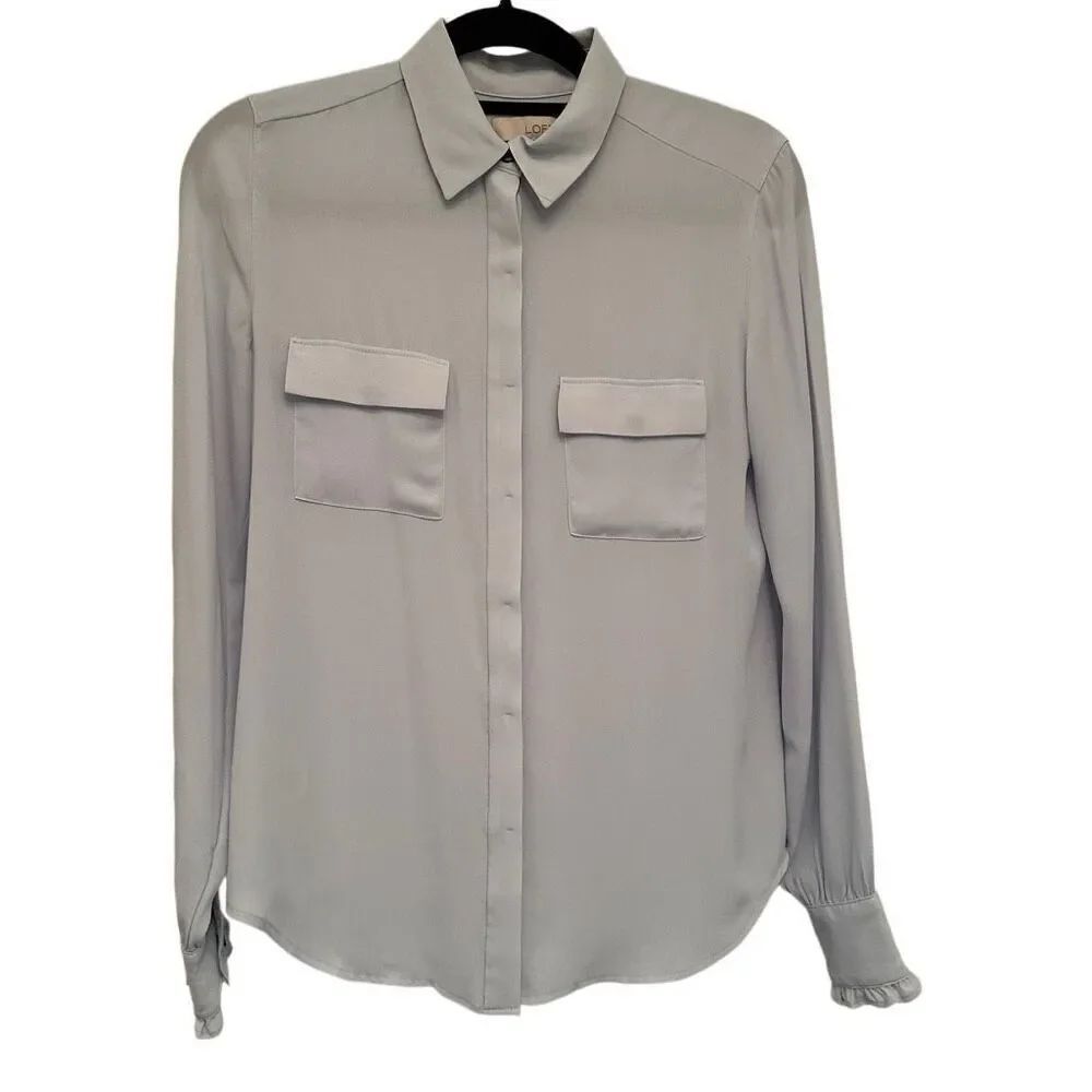 Loft baby blue button up blouse- size xs